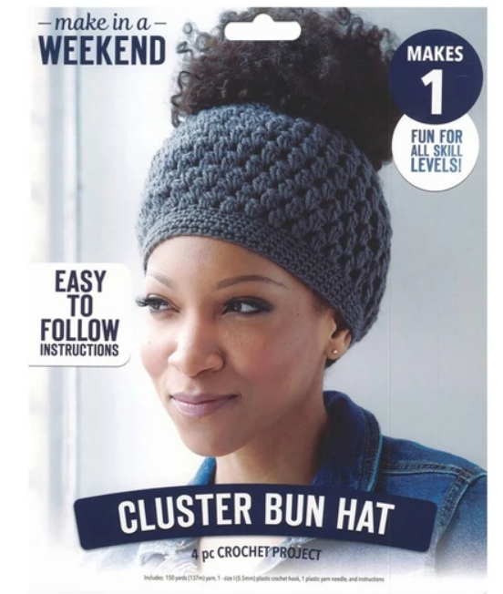 Leisure Arts Weekend Crochet Cluster Bun Hat Kit