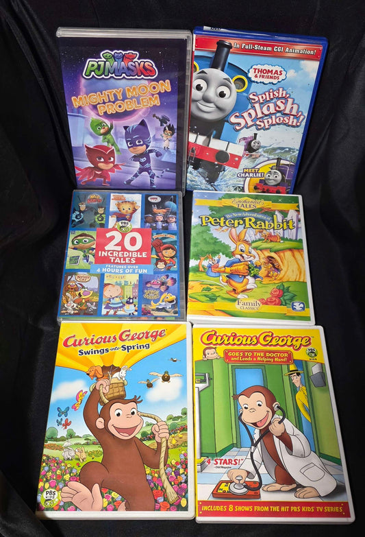 PBS Kids & Family DVD Bundle (Lot of 6) - Curious George, Thomas, PJ Mask