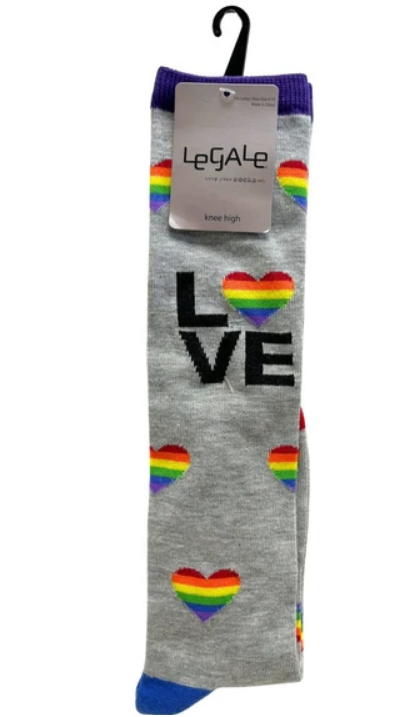 Legale 3 Pair Knee High Love Assorted Colors Ladies Shoe Size 4-10